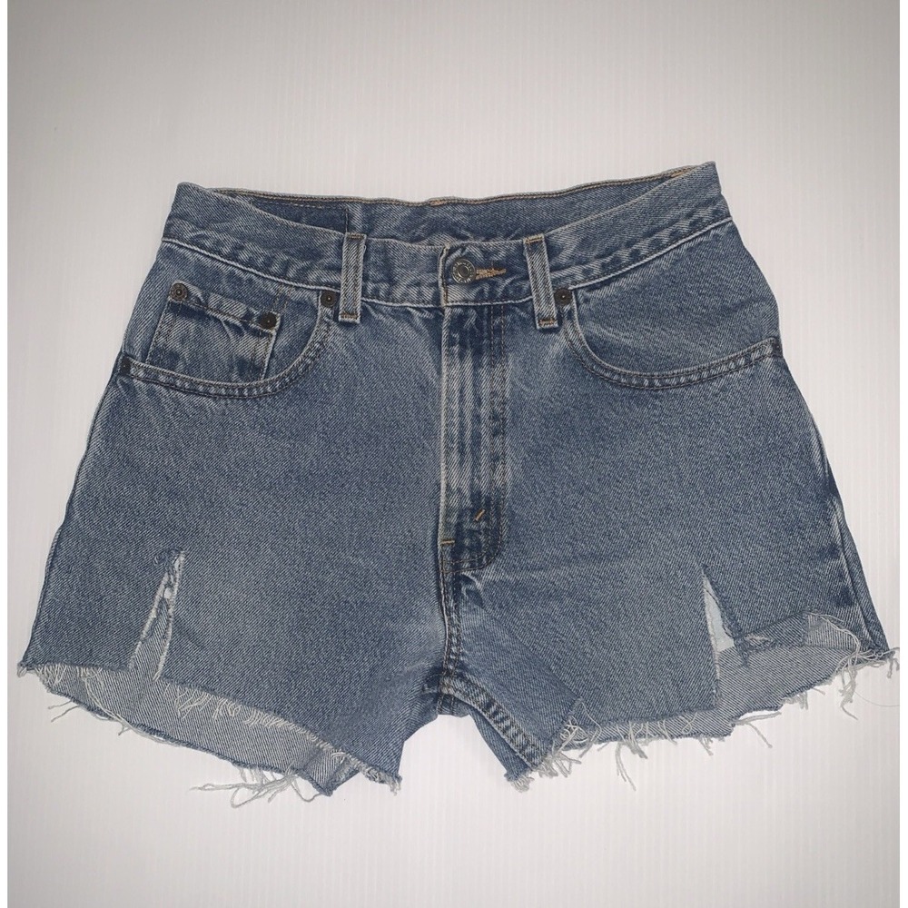 Vtg Y2K Levi's 550 Student Fit Mid Rise Jean Shorts Women's 28 Cut Off Zip Fly